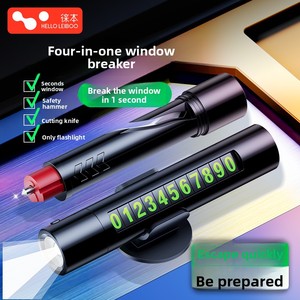Marteau de sécurité d'urgence 4-en-1 XYC noir pour briser les vitres de <span class=keywords><strong>voiture</strong></span>, en alliage d'aluminium et ABS, outil d'évasion multifonctionnel - Product Image 5