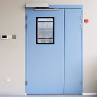 Porte de salle blanche stérile à double battant, hermétique et anti-poussière, pour hôpital, sur mesure en usine, avec capteur automatique pour salle d'opération médicale