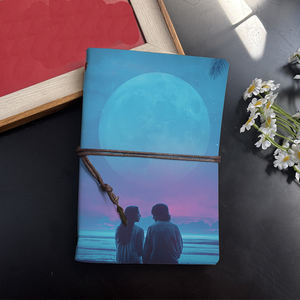 Cuaderno A6 hecho a mano, cierre <span class=keywords><strong>de</strong></span> corbata Vintage, 160 páginas, gran regalo para asistentes a reuniones <span class=keywords><strong>de</strong></span> estrategia corporativa con <span class=keywords><strong>pareja</strong></span> Moon Sea - Product Image 2