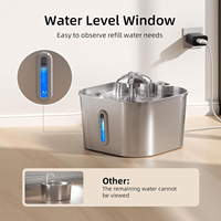 Fontaine à eau pour chat en acier inoxydable 304, filtre à 5 couches, silencieuse (25 dB), double mode, compatible lave-vaisselle, bol à boire alimenté par batterie