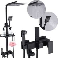 Ensemble de mitigeur de douche thermostatique moderne de luxe en acier inoxydable brossé, douche pluie, massage, robinet mural en céramique souple pour villa
