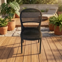 Chaise de salle à manger d'extérieur en rotin plastique PP, empilable, ajourée, de luxe, moderne et minimaliste, pour salon, salle à manger, café