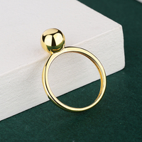 Bijoux de mode pour femmes, bague classique en cuivre plaqué or 18 carats, sphère ronde lisse, charme mignon, bague de fiançailles, bague de mariage