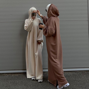 Flash bán!! mới nhất hoodie abaya Phụ nữ ăn mặc hàng ngày mặc áo abaya giản dị Dresses đồng bằng lỏng phụ nữ abaya islamic quần áo - Product Image 2