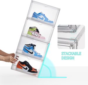 Cajas de Almacenamiento de Zapatos Apilables de Plástico Transparente al por Mayor, Tipo Cajón Acrílico con Abertura Frontal, Caja de Zapatos Magnética Transparente - Product Image 4