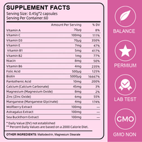 Complément multivitaminé de marque privée de qualité supérieure en capsules, vitamines et minéraux à spectre complet plus trois extraits naturels d'herbes