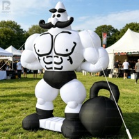 Homme musclé gonflable géant, figurine de bodybuilder gonflable avec lumières LED, logo personnalisé, modèle de homme fort pour la publicité en salle de sport/les fêtes