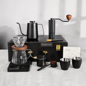 HIGHWIN 12 PCS Camping Juegos de café y té Viaje de acero inoxidable Todo en uno Juego de regalo de café