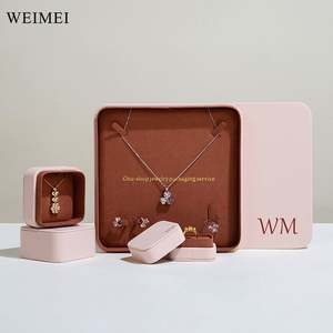 Weimei กล่องเครื่องประดับหนังสีตัดกันทรงสี่เหลี่ยมกล่องเครื่องประดับกระดาษหนังต่างหูสร้อยคอแหวนบรรจุภัณฑ์ - Product Image 5