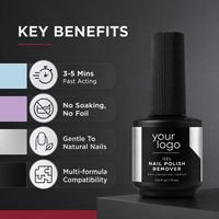Dissolvant de vernis à ongles en gel de qualité professionnelle, facile, efficace, à action rapide, doux, hydratant, lissant, pour cuticules, avec brosse et flacon de voyage