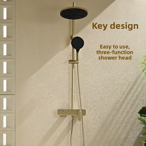 Ensemble <span class=keywords><strong>de</strong></span> douche mural au design moderne et épuré, finition chromée brossée, avec barre coulissante, sans douchette supérieure, pour projets hôteliers et petits appartements, avec mitigeur à <span class=keywords><strong>bouton</strong></span> - Product Image 3