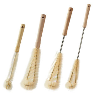 Ensemble de brosses en bois pour tasses, 4 pièces, avec long manche, pour le nettoyage des bouteilles d'eau et des mixeurs - Product Image 1