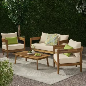 Ensemble de meubles de patio en bois de teck de style contemporain, nouvelle tendance