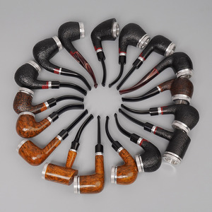 Heather Wood Pipe Bent Type Tobacco Pipe Replaceable Inner Liner Men's Smoking Accessory - Product Image 1
