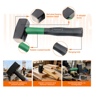 Martillo de Piedra Industrial de Alta Resistencia para Mecánicos con Mango de Madera y Empuñadura Texturizada de TPR, Personalizable OEM - Product Image 2