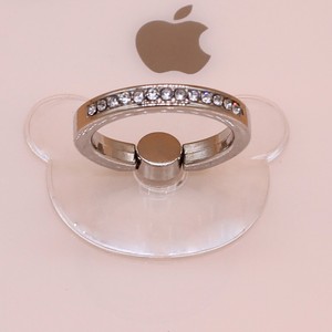 Diamond Ring Phone Grip Metal Zinc Alloy Adhesive Finger Holder For Women Mobile Phone Strap Transparent With Rhinestones - Product Image 3