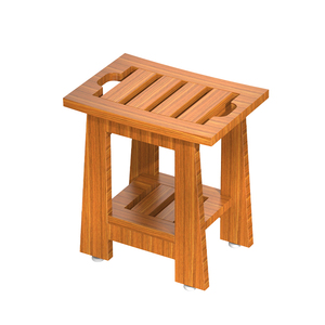 Tabouret <span class=keywords><strong>de</strong></span> <span class=keywords><strong>salle</strong></span> <span class=keywords><strong>de</strong></span> <span class=keywords><strong>bain</strong></span> en teck au design moderne, <span class=keywords><strong>banc</strong></span> <span class=keywords><strong>de</strong></span> douche durable et résistant à l'eau avec étagère inférieure antidérapante - Product Image 1