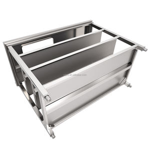 معدات مطبخ الفنادق، طاولة عمل من الفولاذ المقاوم للصدأ 304 بأربعة مستويات مع حوض لغسل الأكواب - Product Image 4