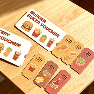 Libretas de Cupones Personalizadas para Programas de Fidelización de Restaurantes de Hamburguesas, Impresas Digitalmente en Papel Kraft con Hojas Desprendibles y Logotipo Personalizado - Product Image 2