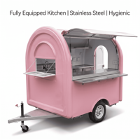 Chariot de boulangerie mobile rond et coloré, remorque alimentaire simplifiée, kiosque de concession remorquable pour gâteaux et pâtisseries
