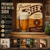Papan Dinding Dekoratif Seri Bir Logo Kustom Grosir, Papan Logam Vintage untuk Bar, Pub, Klub, Ruang Pria, Rumah