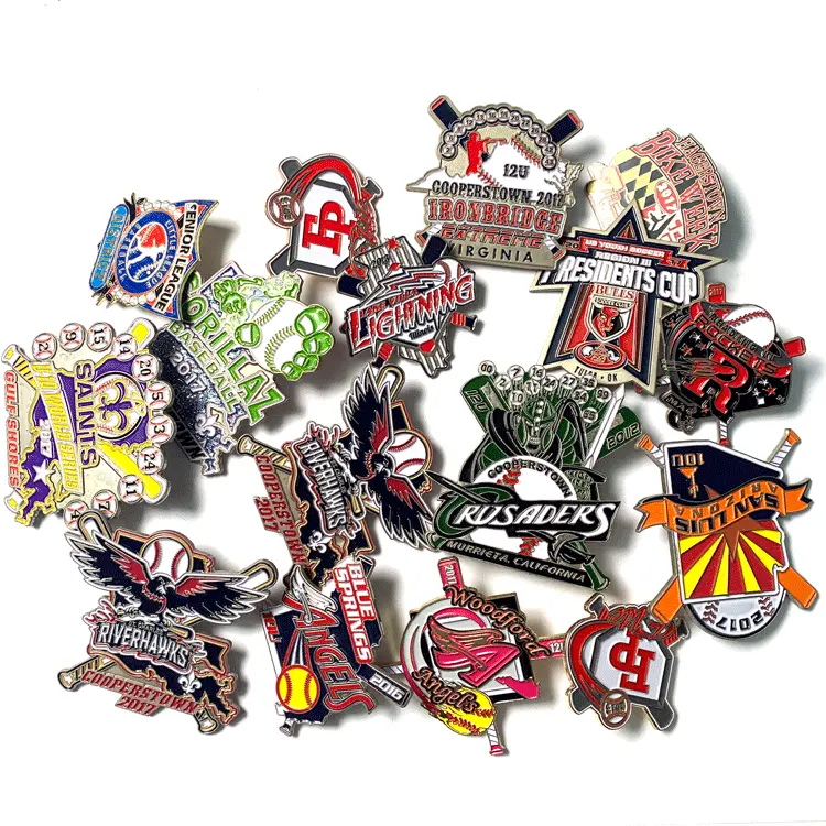 China Manufacturer Custom High Quality Baseball Pin Metal Badges Soft Enamel Lapel Pins For Sports