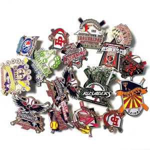 China Fabrikant Custom Hoge Kwaliteit Honkbal Pin Metalen Badges Zacht Email Reversspeldjes Voor Sport