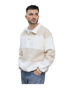 Y OEM maglia da Football College oversize a manica lunga <span class=keywords><strong>felpa</strong></span> in maglia a contrasto per collo a <span class=keywords><strong>Polo</strong></span> di grandi dimensioni Shir da Rugby - Product Image 6