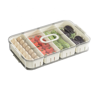 Boîte à snackle portable divisée à 8 grilles Boîte de rangement de snackle de qualité alimentaire Plateau de service alimentaire transparent avec couvercle pour réfrigérateur garde-manger