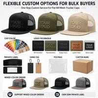 Gorra Trucker de 7 Paneles con Visera Plana y Logotipo Bordado en 3D, Gorra Snapback con Malla Trasera Personalizada para Marcas de Ropa Urbana y Tiendas Minoristas