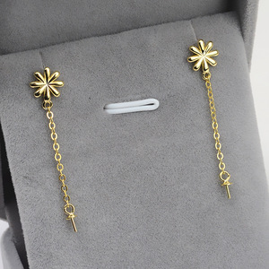<b>Handmade</b> S925 Silver & 7-12 Pearl Lucky Grass <b>Earrings</b> Korean Edition DIY Female Studs with Empty Support Fashion Accessories - Product Image 4