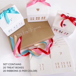 Scatole Regalo Classiche a Forma di Casa con Nastri Luminosi per Dolci, Dessert, Biscotti Pregiati, Confezioni Bianche per Pasticceria - Product Image 4