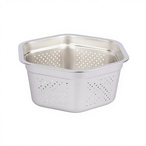 Panier égouttoir hexagonal en acier inoxydable perforé et durable pour évier de cuisine - Product Image 1