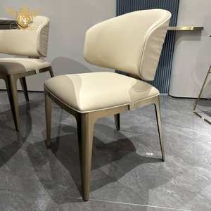 KF <span class=keywords><strong>CASA</strong></span> <span class=keywords><strong>Chaise</strong></span> de salle à manger moderne en cuir blanc pieds en métal de luxe de haute qualité - Product Image 1