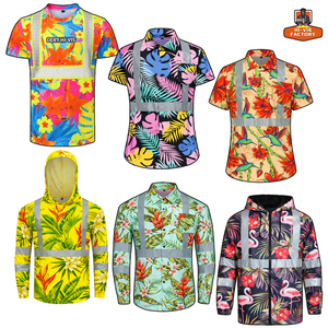Kemeja Polo dan Hoodie Keselamatan Reflektif Fluoresen Hi Vis Hawaii Khusus untuk Pakaian Kerja Konstruksi - Product Image 1