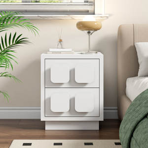 Black Bedroom Furniture Grid Side Decorations Classic Style Wooden <strong>Nightstand</strong> with 2 Drawer - Product Image 4