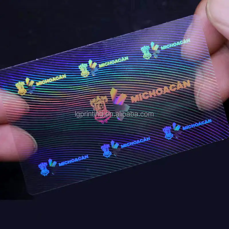 Stiker hologram transparan antipalsu kustom lapisan hologram transparan