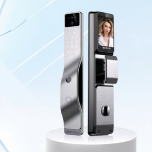 Serrure Intelligente Entièrement Automatique avec Reconnaissance Faciale, Empreinte Digitale, Wi-Fi, Stockage Cloud, Cylindre en Acier Inoxydable Grade C, Porte en Acier, Application Tuya - Product Image 1