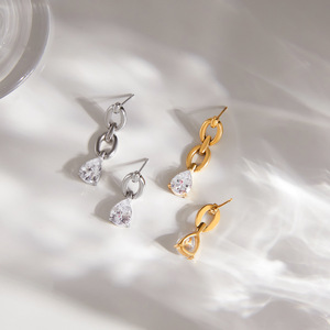 Pendientes de Gota de Agua con Engaste de Garra, de Acero de Titanio y Aleación de Zinc, Joyería de Moda para Fiesta para Mujer - Product Image 4