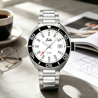 Montre de luxe pour homme à mouvement Seiko, quartz, lunette rotative, lumineuse, bracelet en acier inoxydable 20 mm, résistance à l'eau 20 ATM, aiguilles