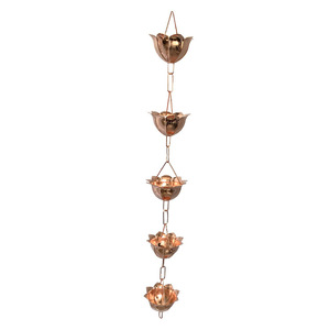 Lien traditionnel Lotus chaîne de pluie noir extérieur jardin anneau chaînes de pluie métal jardin ornement pluie chaîne <span class=keywords><strong>gouttière</strong></span> - Product Image 2