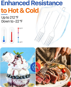 Cuillères et fourchettes jetables écologiques pour la crème glacée - Fournitures de camping et de restauration Biodégradables Sans BPA Sans danger pour les aliments Durables - Product Image 4