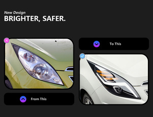 Luces de Coche para <span class=keywords><strong>Chevrolet</strong></span> <span class=keywords><strong>Spark</strong></span>, Faro LED 2011-2014, Lámpara de Cabeza para <span class=keywords><strong>Spark</strong></span> GT, Faros Delanteros con Proyector DRL, Accesorios Automotrices - Product Image 2