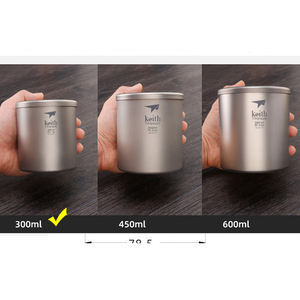 Keith Factory Customized Eco-Friendly Modern Design Portable Ultralight <b>Sandblasted</b> Silver Gray Titanium Double-Wall 300ml Cup - Product Image 6