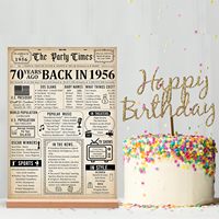 Décorations pour le 70e anniversaire, pour femmes et hommes, affiche vintage « De retour en 1956 », panneau de table avec support, décorations et cadeaux pour le 70e anniversaire