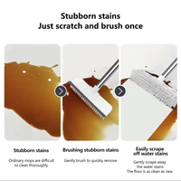 Brosse de nettoyage 2-en-1 à long manche réglable avec poils, en PP écologique, pour salle de bain et sols, avec grattoir intégré, vente en gros