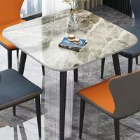 Mesa de Comedor Ajustable de Estilo Italiano, de Pizarra Cuadrada, Brillante, para Negocios, Recepciones, Negociaciones, Estilo Influencer, para el Hogar