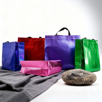 Sac fourre-tout réutilisable en non-tissé avec logo personnalisé brillant, couleur et taille personnalisées, portable, durable, léger, sac de shopping pour la vente au détail