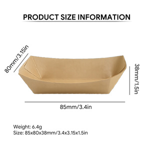 Bandeja de Papel Kraft Personalizada al por Mayor, Caja de Almuerzo Desechable Resistente al Aceite para Comida para Llevar, Empaque para Comida Rápida - Product Image 2