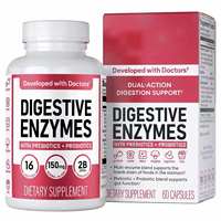 Suplementos Herbales OEM, Cápsulas de Enzimas Digestivas, Mezcla Compleja de Prebióticos y Probióticos, Cuidado Digestivo Intestinal, 60 Cápsulas Personalizadas